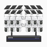 WBS400 - 4MP 16 Channel 12 Battery Cameras Outdoor Wireless NVR Security System, 2.4G & 5.8G Dual-Band WiFi, Motion Detection, Two-Way Audio, Battery & Solar Powered, 270° Pan & 90° Tilt, loud & Max. 256 GB Local Storage, Works with Alexa